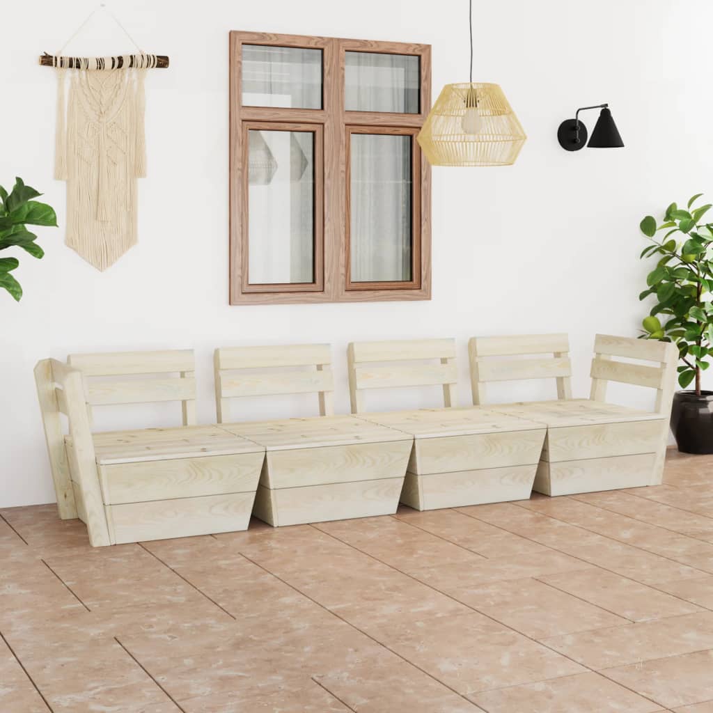 Divano da Giardino a 4 Posti su Pallet Legno Abete Impregnato - homemem39