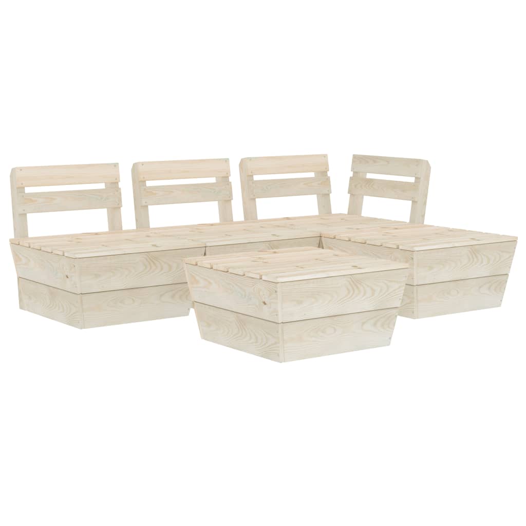 Set Divani da Giardino su Pallet 5 pz in Legno Abete Impregnato - homemem39