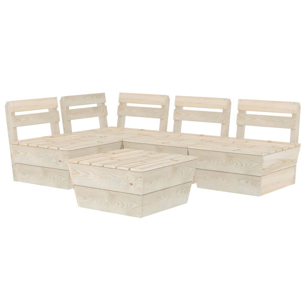 Set Divani da Giardino su Pallet 5 pz in Legno Abete Impregnato - homemem39