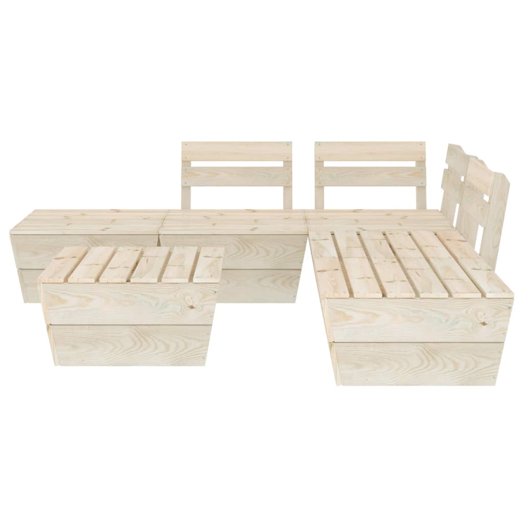 Set Divani da Giardino su Pallet 6 pz in Legno Abete Impregnato - homemem39