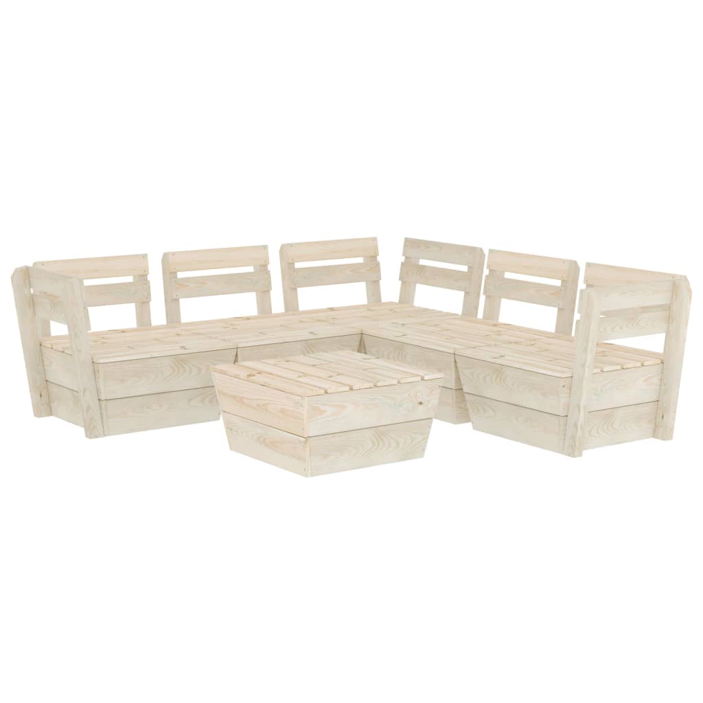 Set Divani da Giardino su Pallet 6 pz in Legno Abete Impregnato - homemem39