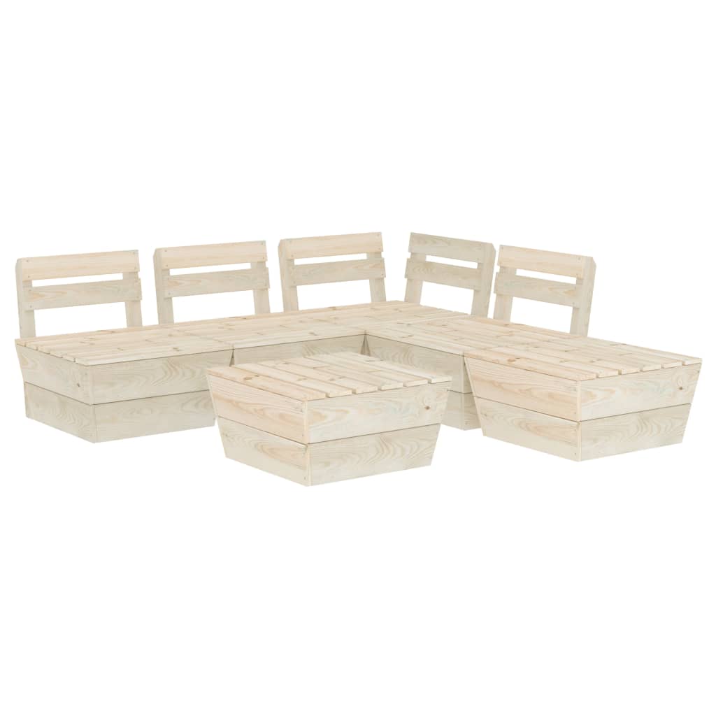 Set Divani da Giardino su Pallet 6 pz in Legno Abete Impregnato - homemem39