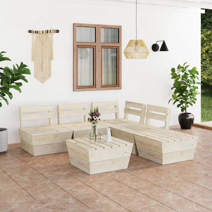 Set Divani da Giardino su Pallet 6 pz in Legno Abete Impregnato - homemem39