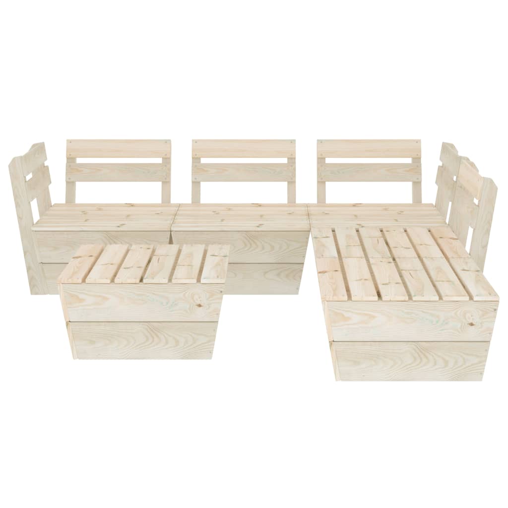 Set Divani da Giardino su Pallet 6 pz in Legno Abete Impregnato - homemem39