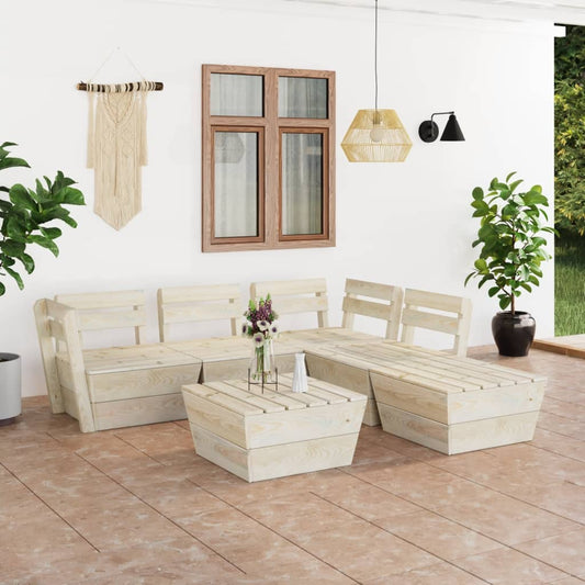 Set Divani da Giardino su Pallet 6 pz in Legno Abete Impregnato - homemem39