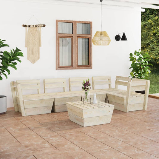 Set Divani da Giardino su Pallet 6 pz in Legno Abete Impregnato - homemem39