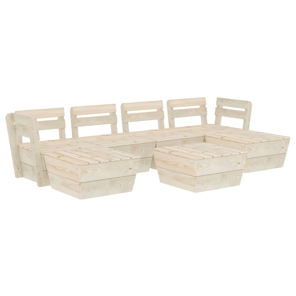 Set Divani da Giardino su Pallet 7 pz in Legno Abete Impregnato - homemem39