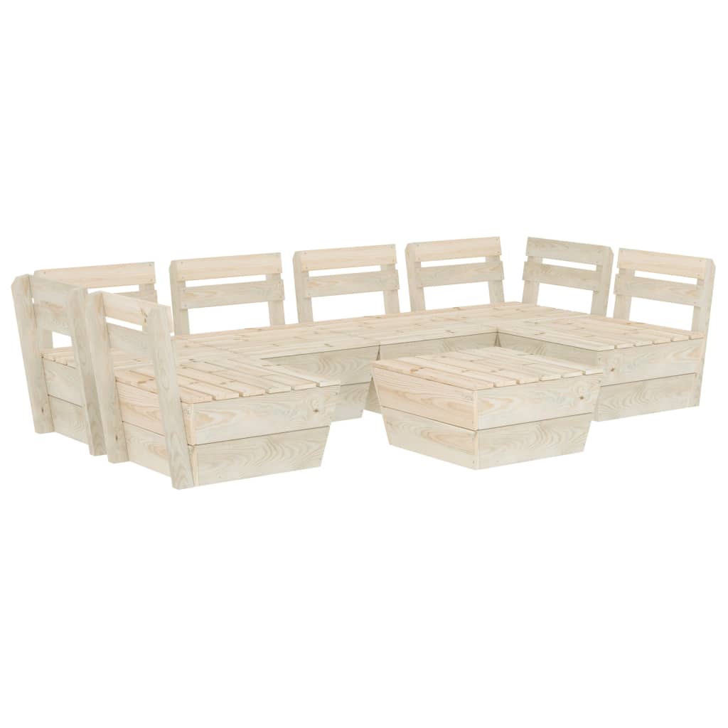 Set Divani da Giardino su Pallet 7 pz in Legno Abete Impregnato - homemem39