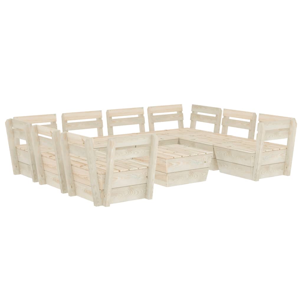 Set Divani da Giardino su Pallet 9 pz in Legno Abete Impregnato - homemem39