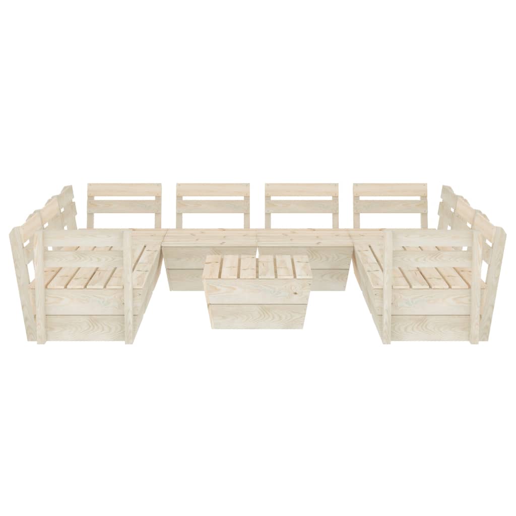 Set Divani da Giardino su Pallet 9 pz in Legno Abete Impregnato - homemem39