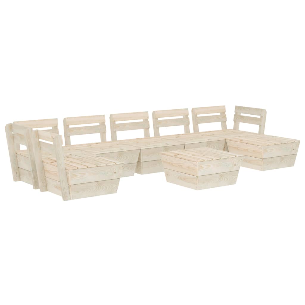 Set Divani da Giardino su Pallet 8 pz in Legno Abete Impregnato - homemem39