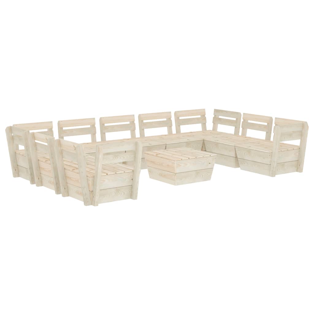 Set Divani da Giardino su Pallet 10 pz in Legno Abete Impregnato - homemem39