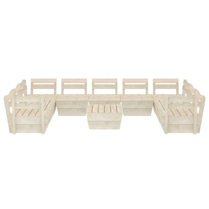 Set Divani da Giardino su Pallet 10 pz in Legno Abete Impregnato - homemem39