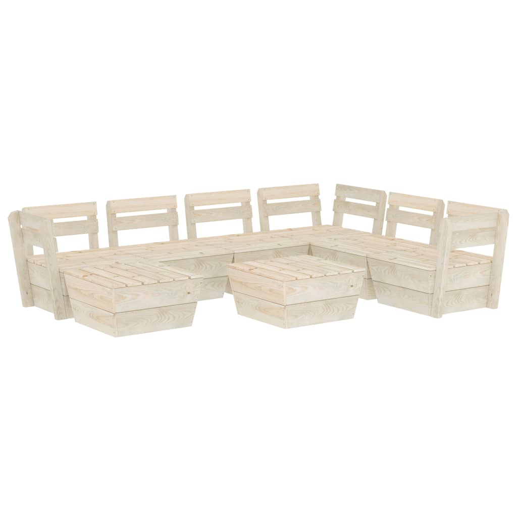 Set Divani da Giardino su Pallet 8 pz in Legno Abete Impregnato - homemem39