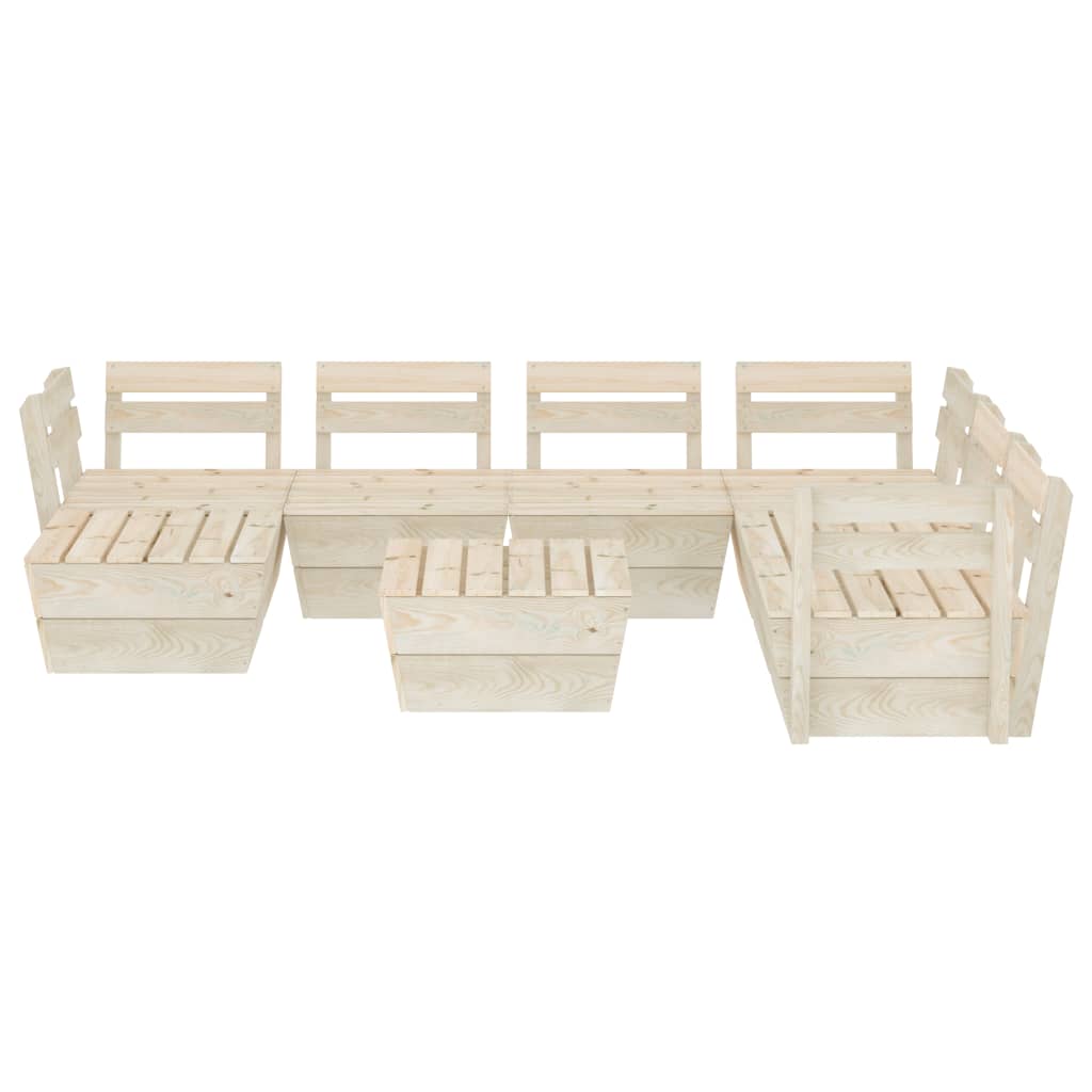 Set Divani da Giardino su Pallet 8 pz in Legno Abete Impregnato - homemem39