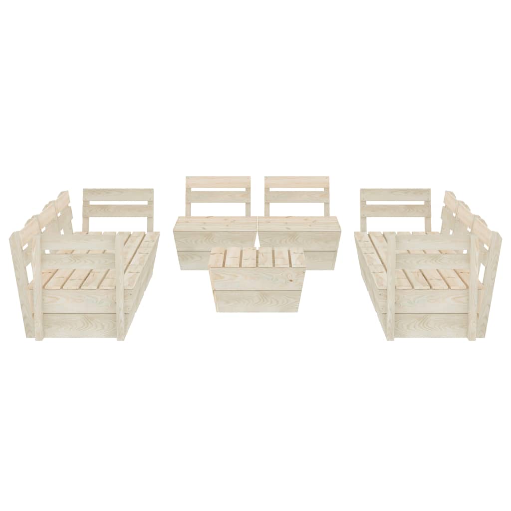 Set Divani da Giardino su Pallet 9 pz in Legno Abete Impregnato - homemem39