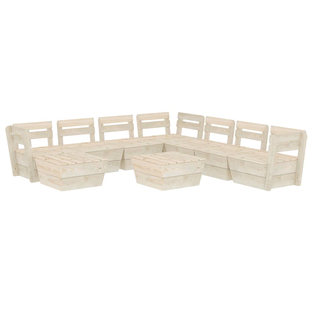 Set Divani da Giardino su Pallet 9 pz in Legno Abete Impregnato - homemem39