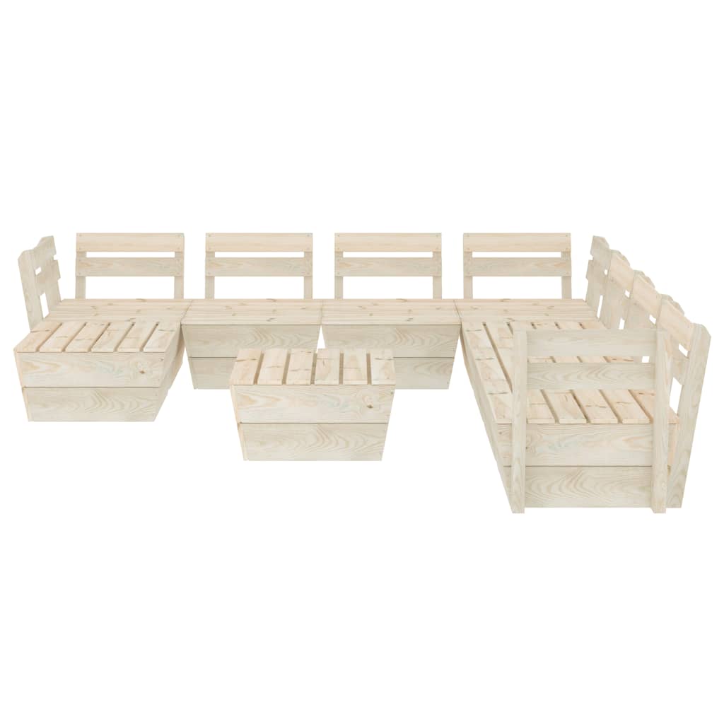 Set Divani da Giardino su Pallet 9 pz in Legno Abete Impregnato - homemem39