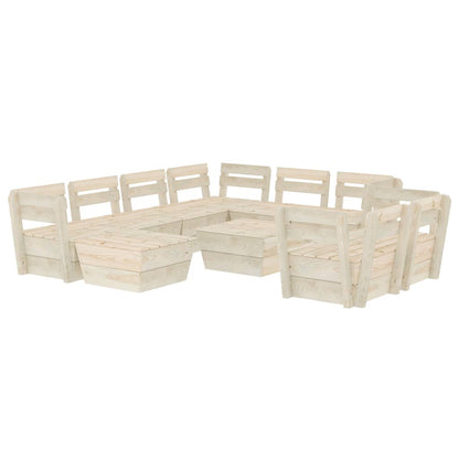 Set Divani da Giardino su Pallet 10 pz in Legno Abete Impregnato - homemem39