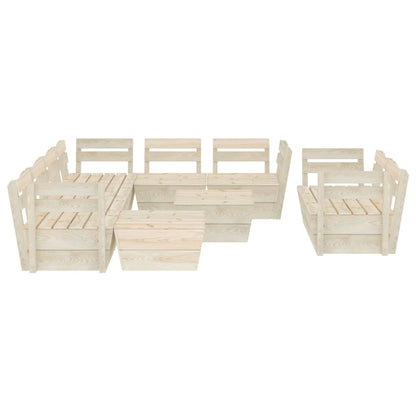 Set Divani da Giardino su Pallet 10 pz in Legno Abete Impregnato - homemem39