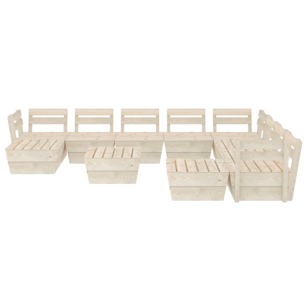 Set Divani da Giardino su Pallet 11 pz in Legno Abete Impregnato - homemem39