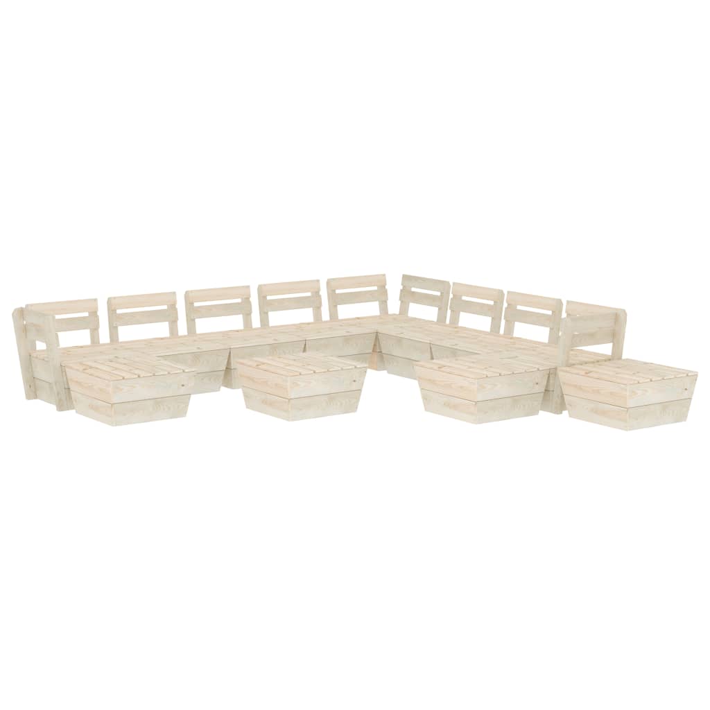 Set Divani da Giardino su Pallet 12 pz in Legno Abete Impregnato - homemem39