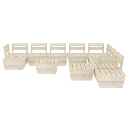 Set Divani da Giardino su Pallet 12 pz in Legno Abete Impregnato - homemem39