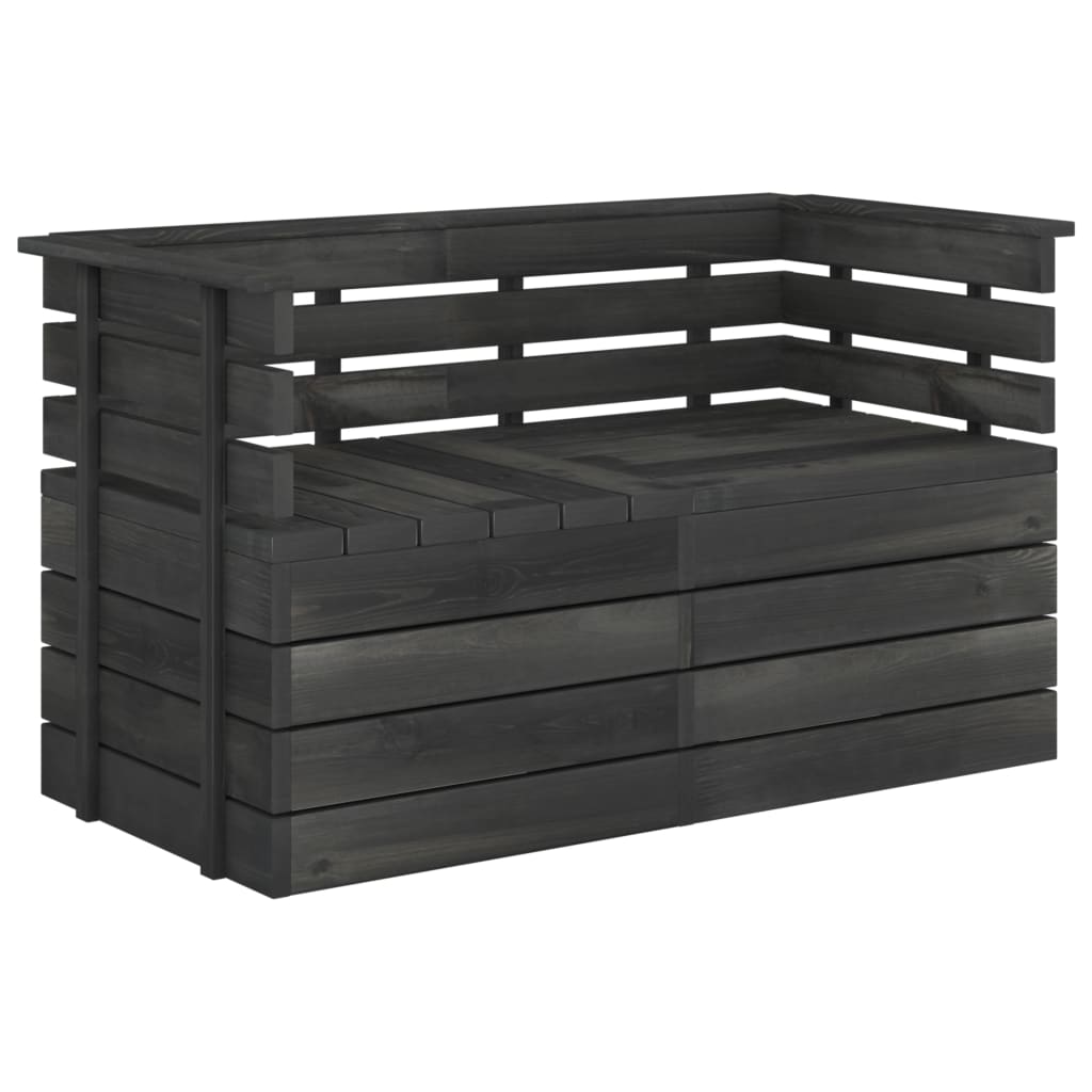 Divano da Giardino 2 Posti su Pallet Grigio Scuro Massello Pino - homemem39