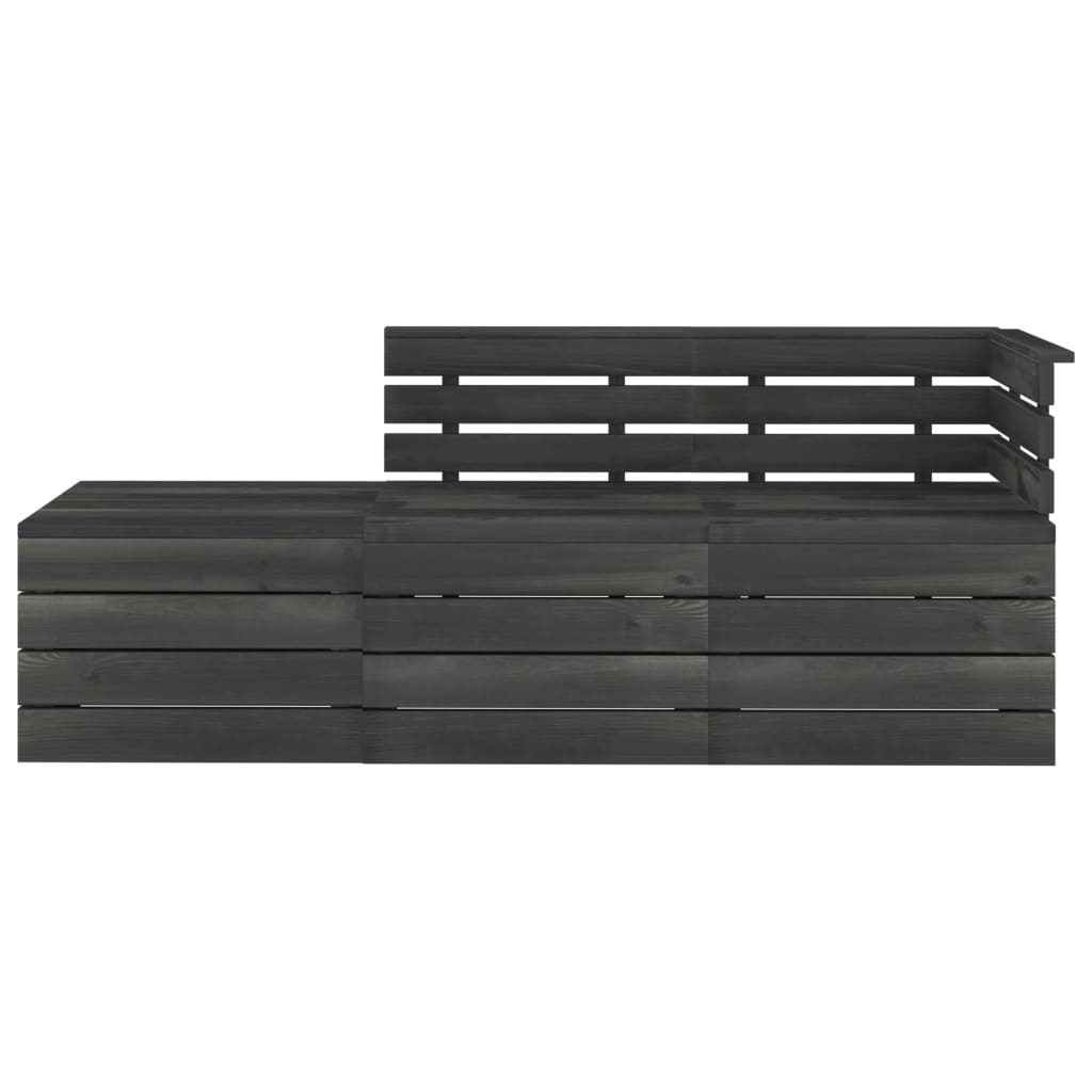 Set Divani da Giardino su Pallet 3 pz Legno Pino Grigio Scuro - homemem39