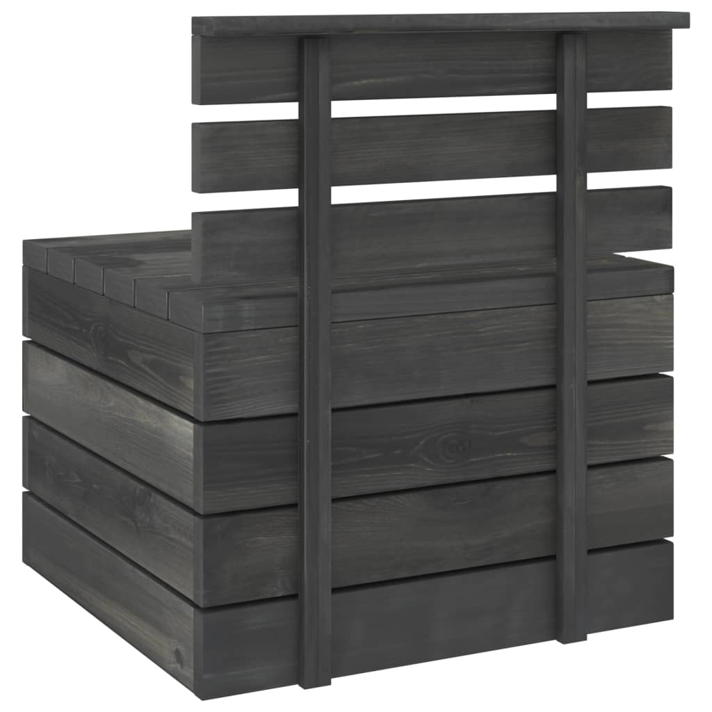 Set Divani da Giardino su Pallet 3 pz Legno Pino Grigio Scuro - homemem39