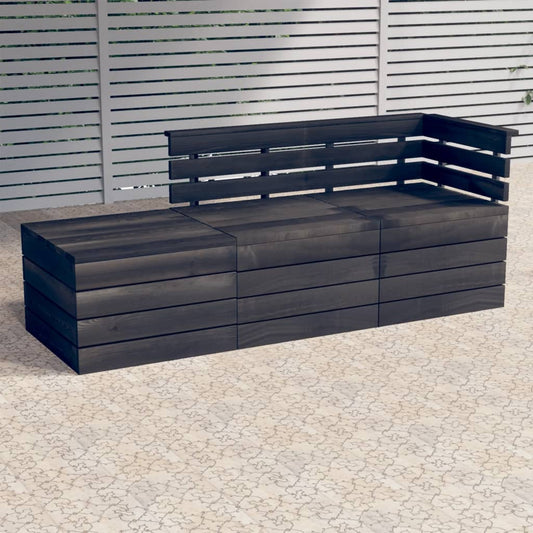 Set Divani da Giardino su Pallet 3 pz Legno Pino Grigio Scuro - homemem39