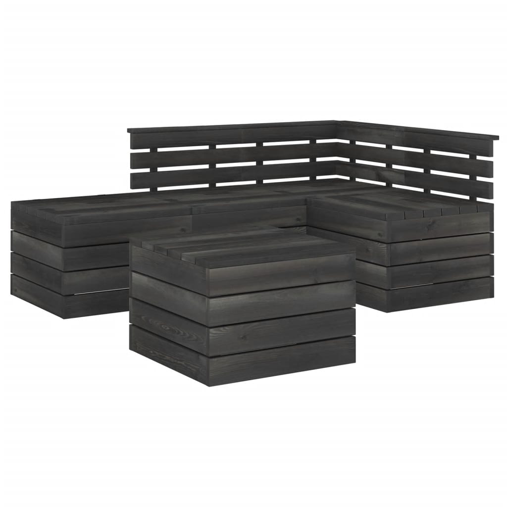 Set Divani da Giardino su Pallet 5 pz Legno Pino Grigio Scuro - homemem39