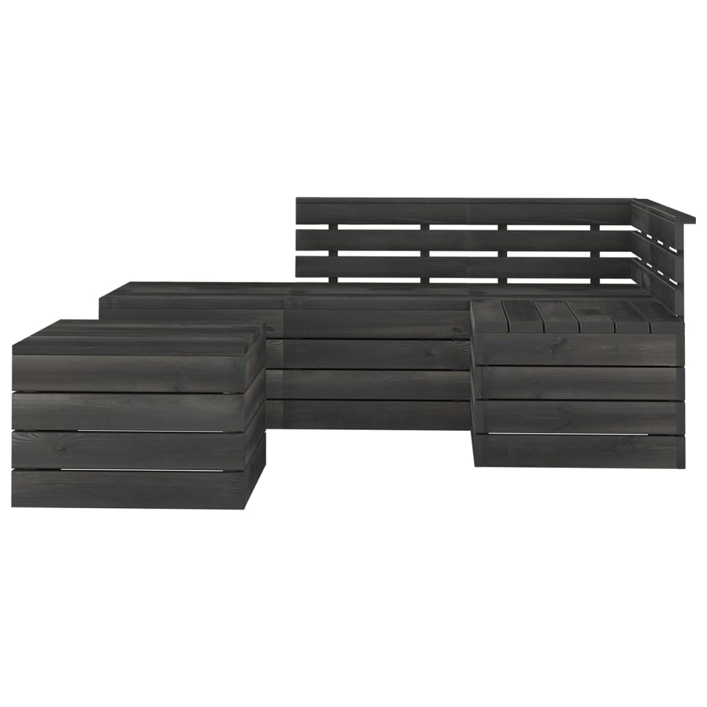 Set Divani da Giardino su Pallet 5 pz Legno Pino Grigio Scuro - homemem39