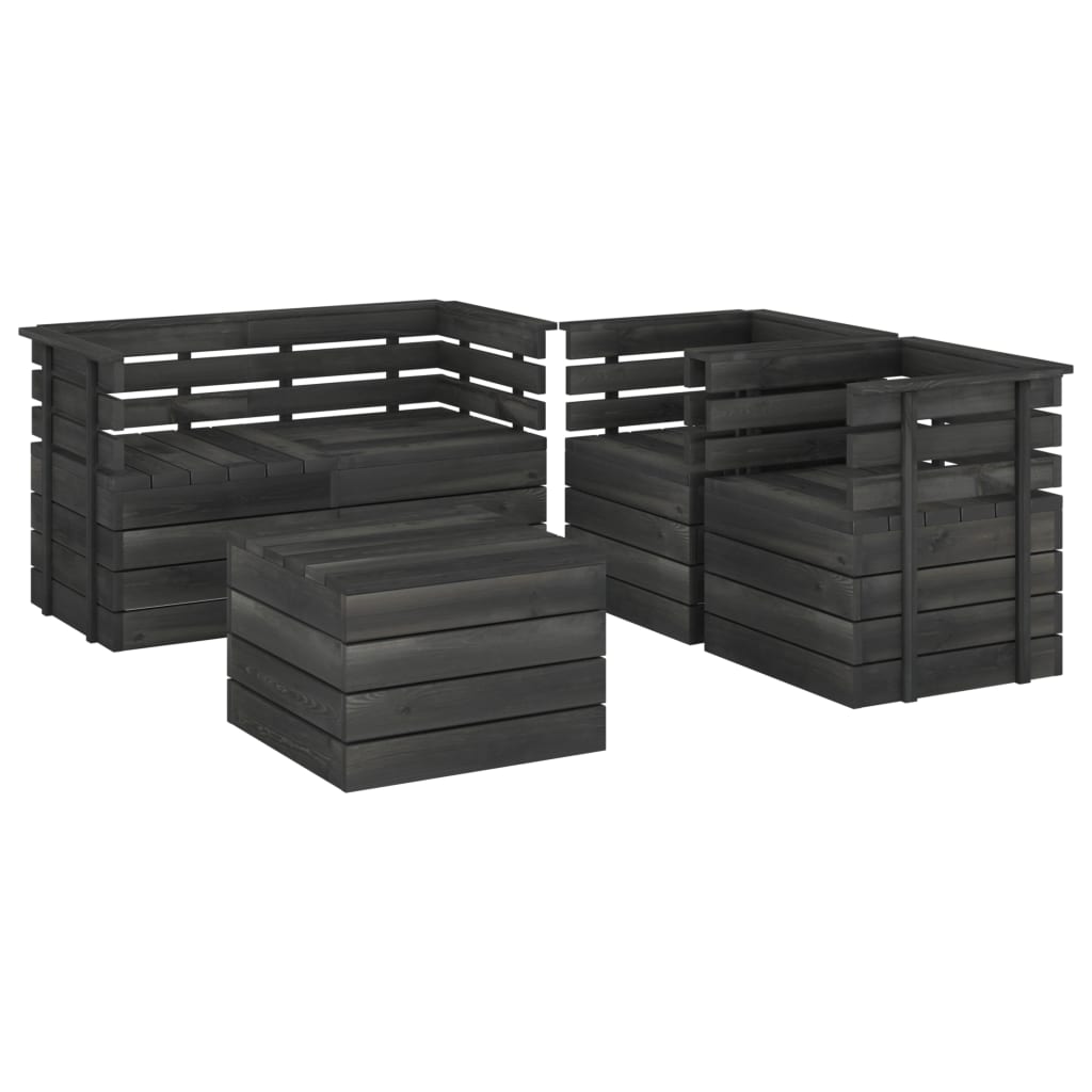 Set Divani da Giardino su Pallet 5 pz Legno Pino Grigio Scuro - homemem39