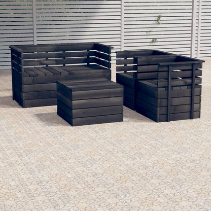 Set Divani da Giardino su Pallet 5 pz Legno Pino Grigio Scuro - homemem39