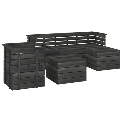 Set Divani da Giardino su Pallet 6 pz Legno Pino Grigio Scuro - homemem39