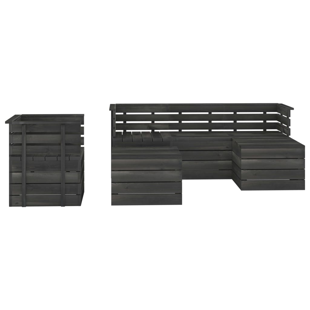 Set Divani da Giardino su Pallet 6 pz Legno Pino Grigio Scuro - homemem39