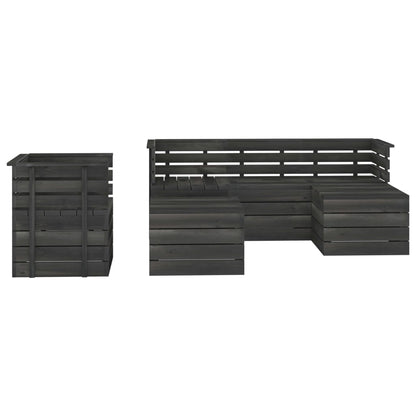 Set Divani da Giardino su Pallet 6 pz Legno Pino Grigio Scuro - homemem39