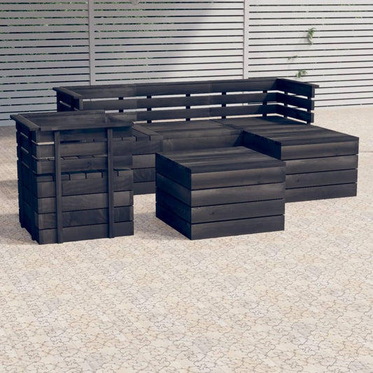 Set Divani da Giardino su Pallet 6 pz Legno Pino Grigio Scuro - homemem39