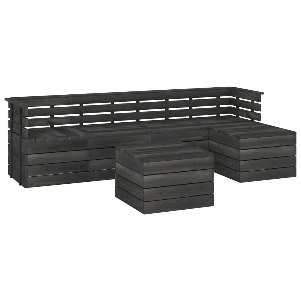 Set Divani da Giardino su Pallet 6 pz Legno Pino Grigio Scuro - homemem39