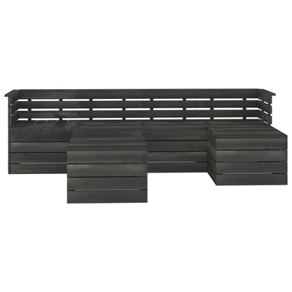 Set Divani da Giardino su Pallet 6 pz Legno Pino Grigio Scuro - homemem39