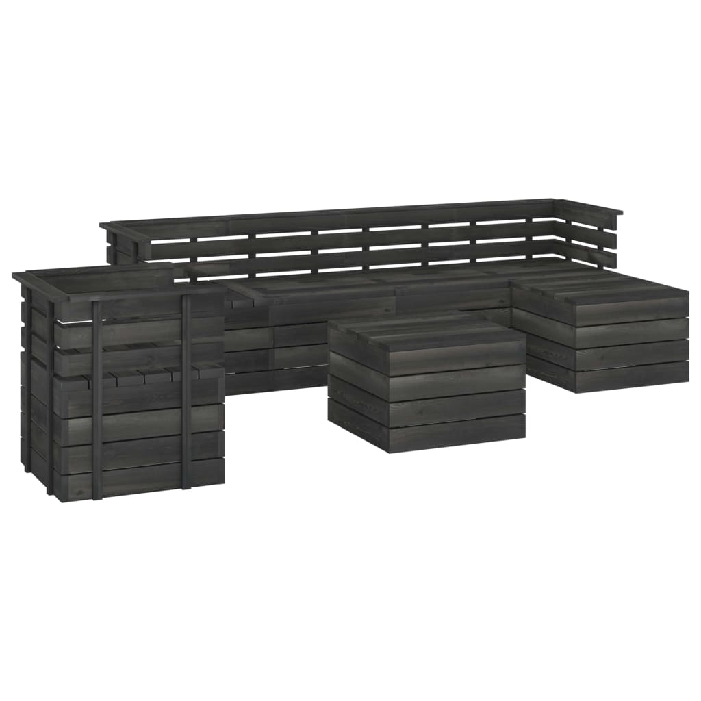 Set Divani da Giardino su Pallet 7 pz Legno Pino Grigio Scuro - homemem39