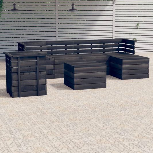 Set Divani da Giardino su Pallet 7 pz Legno Pino Grigio Scuro - homemem39