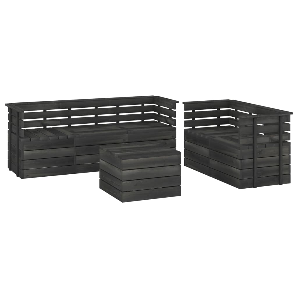 Set Divani da Giardino su Pallet 6 pz Legno Pino Grigio Scuro - homemem39