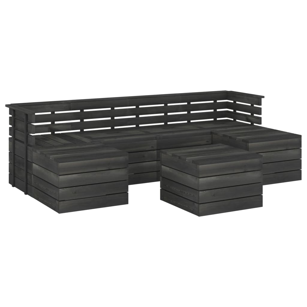 Set Divani da Giardino su Pallet 7 pz Legno Pino Grigio Scuro - homemem39