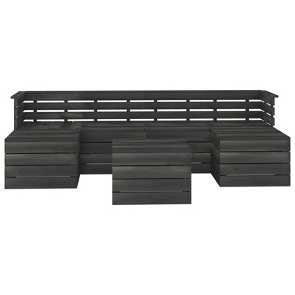 Set Divani da Giardino su Pallet 7 pz Legno Pino Grigio Scuro - homemem39