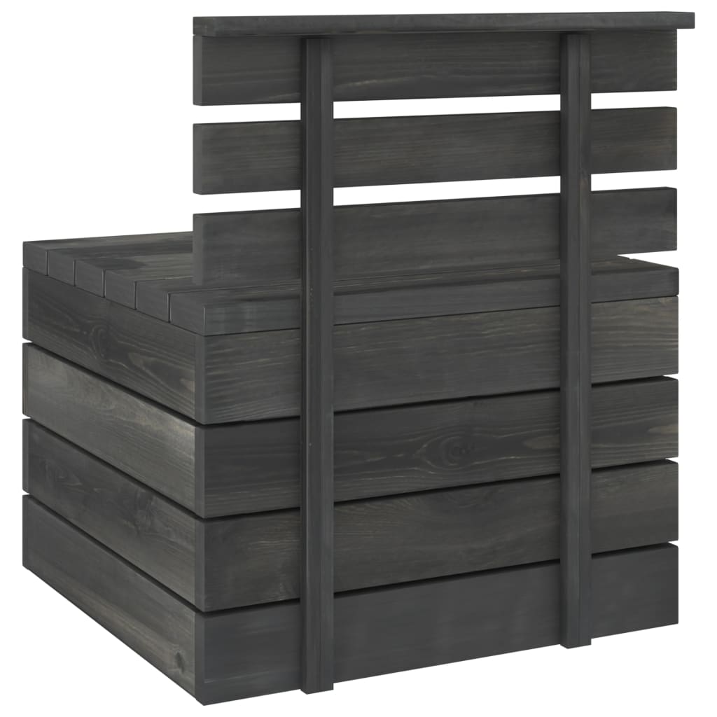 Set Divani da Giardino su Pallet 7 pz Legno Pino Grigio Scuro - homemem39