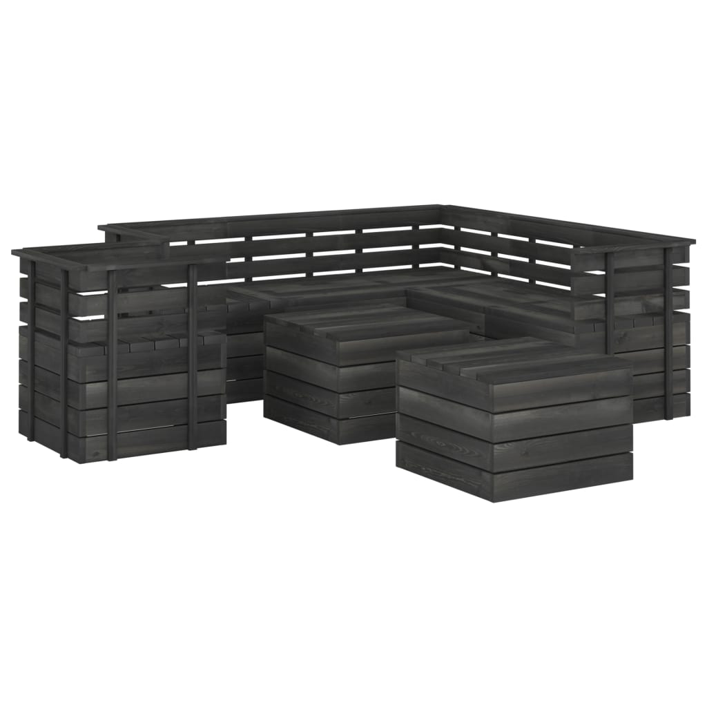 Set Divani da Giardino su Pallet 8 pz Legno Pino Grigio Scuro - homemem39