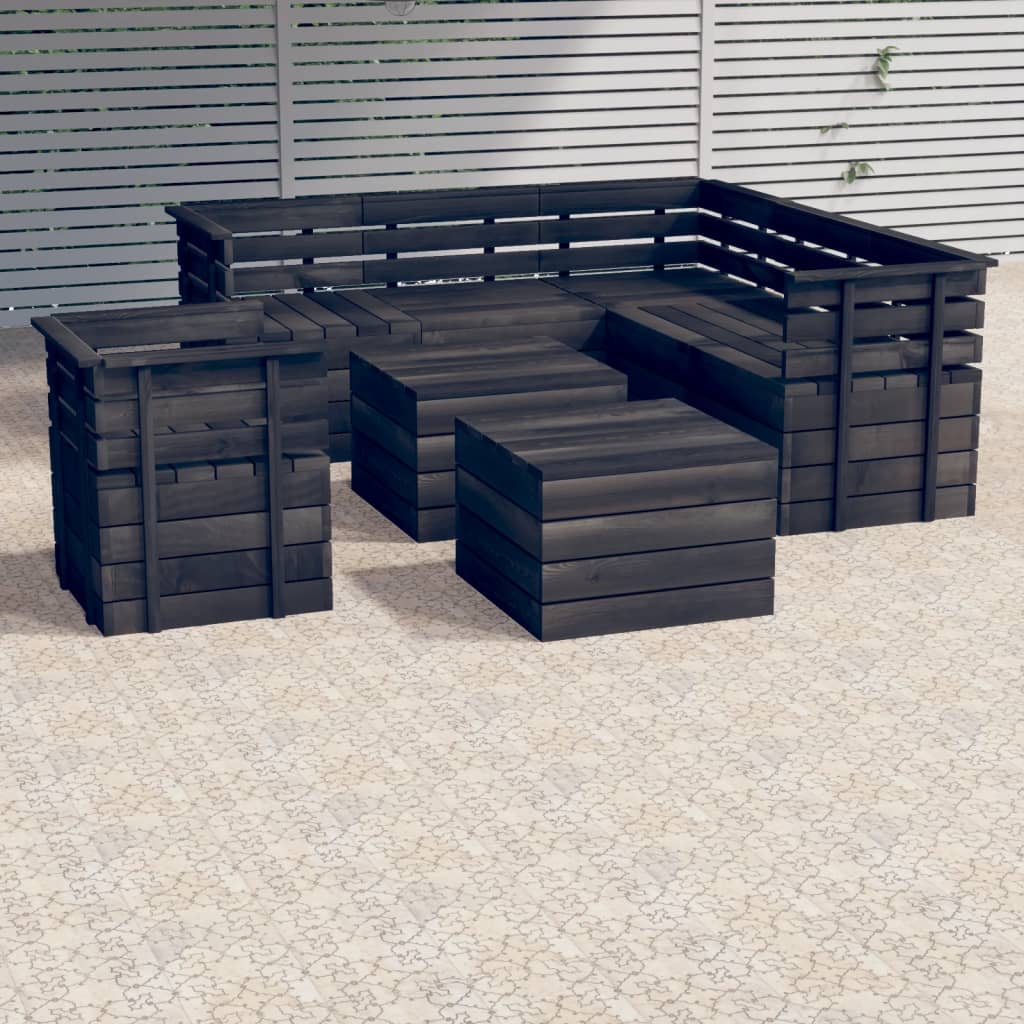 Set Divani da Giardino su Pallet 8 pz Legno Pino Grigio Scuro - homemem39