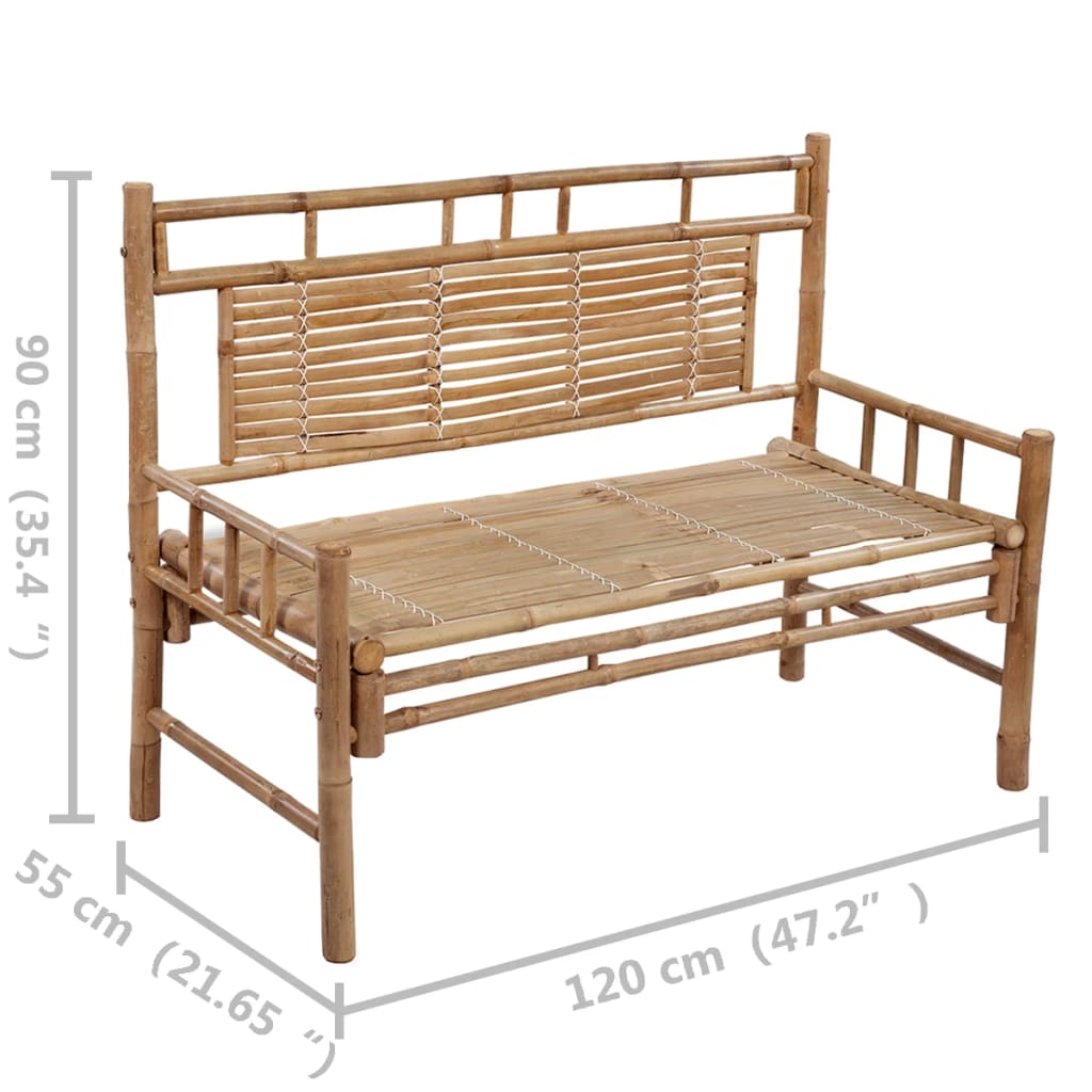 Panca da Giardino con Cuscino 120 cm in Bambù - homemem39